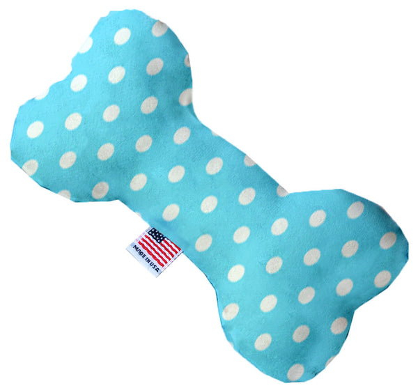 Aqua Polka Dots Canvas Bone Dog Toy