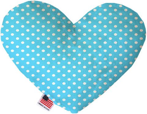 Aqua Polka Dots 6 Inch Stuffing Free Heart Dog Toy