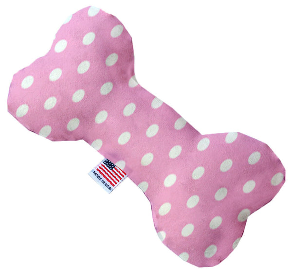 Pink Polka Dots Inch Canvas Bone Dog Toy