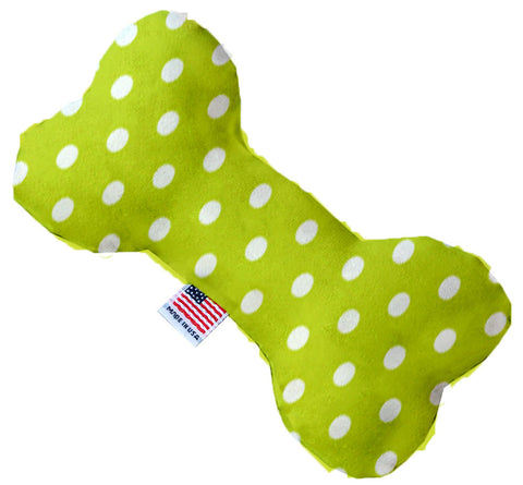 Lime Green Polka Dots Inch Canvas Bone Dog Toy