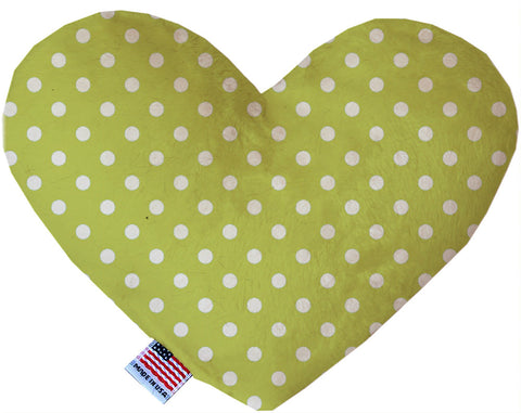 Lime Green Polka Dots Inch Canvas Heart Dog Toy