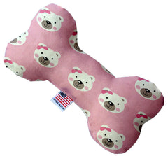 Pink Bears And Bows Inch Canvas Bone Dog Toy