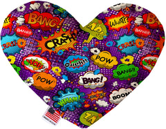 Purple Comic Sound Effects Inch Canvas Heart Dog Toy