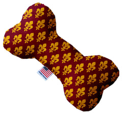 Maroon Fleur De Lis Inch Canvas Bone Dog Toy