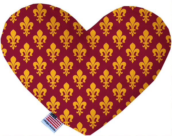 Maroon Fleur De Lis Inch Canvas Heart Dog Toy