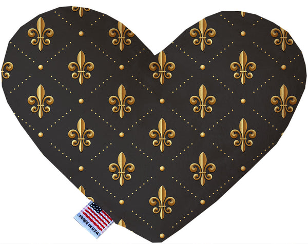 Black And Gold Fleur De Lis Inch Canvas Heart Dog Toy