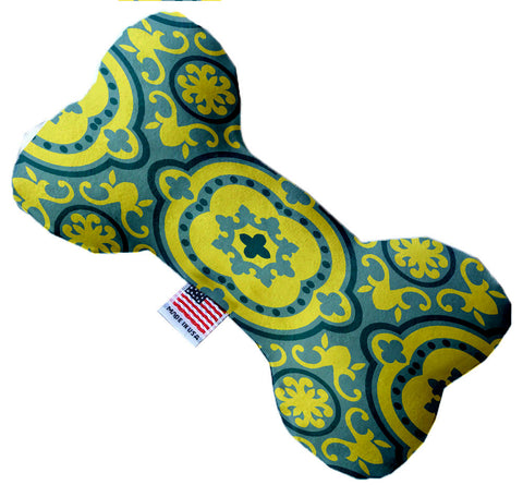 Blue And Yellow Moroccan Patterned Inch Canvas Bone Dog Toy