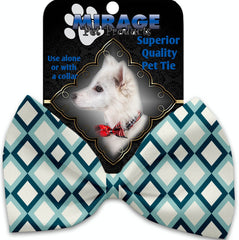 Blue Diamonds Pet Bow Tie Collar Accessory With Velcro