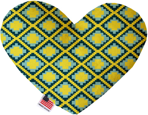 Yellow Southwest Inch Canvas Heart Dog Toy