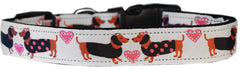 Pink Doxie Love Nylon Dog Collar