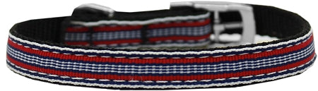 Preppy Stripes Nylon Dog Collar With Classic Buckle