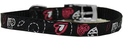Crazy Hearts Nylon Dog Collar With Classic Buckles 3/8" Size