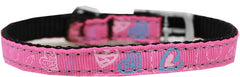 Crazy Hearts Nylon Dog Collar With Classic Buckles 3/8" Size