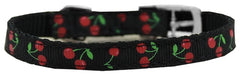 Cherries Nylon Dog Collar With Classic Buckle 3/8" Size