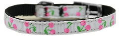 Cherries Nylon Dog Collar With Classic Buckle 3/8" Size