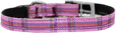 Plaid Nylon Dog Collar With Classic Buckle 3/8" Size