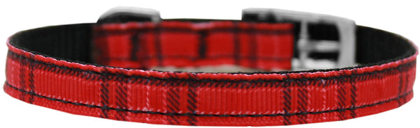 Plaid Nylon Dog Collar With Classic Buckle 3/8" Size