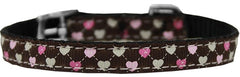 Argyle Hearts Nylon Dog Collar With Classic Buckle 3/8" Size