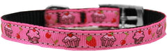 Cupcakes Nylon Dog Collar With Classic Buckle 3/8" Size