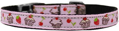 Cupcakes Nylon Dog Collar With Classic Buckle 3/8" Size