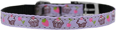 Cupcakes Nylon Dog Collar With Classic Buckle 3/8" Size