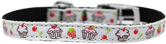 Cupcakes Nylon Dog Collar With Classic Buckle 3/8" Size