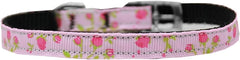 Roses Nylon Dog Collar With Classic Buckle 3/8" Size