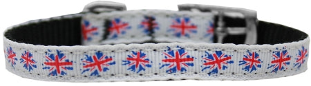 Graffiti Union Jack(uk Flag) Nylon Dog Collar With Classic Buckle 3/8" Size