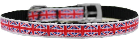 Tiled Union Jack(uk Flag) Nylon Dog Collar With Classic Buckle 3/8" Size