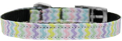 Spring Chevron Nylon Dog Collar With Classic Buckle 3/8" Size