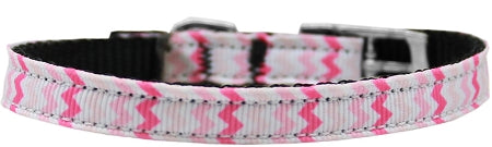 Sweet Chevrons Nylon Dog Collar With Classic Buckle 3/8" Size