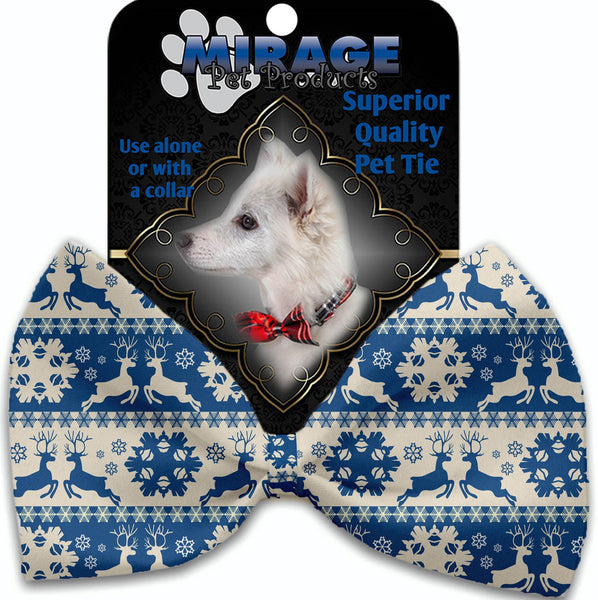 Blue Reindeer Pet Bow Tie Collar Accessory With Velcro