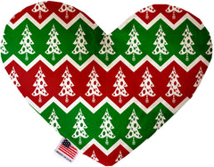 Chevron Christmas Trees 6 Inch Stuffing Free Heart Dog Toy