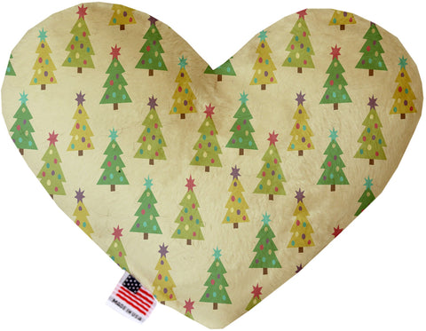 Cutesy Christmas Trees 8 Inch Stuffing Free Heart Dog Toy