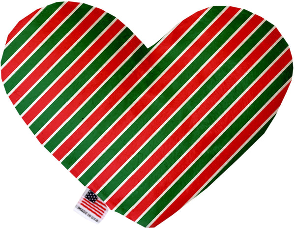 Christmas Stripes Inch Canvas Heart Dog Toy