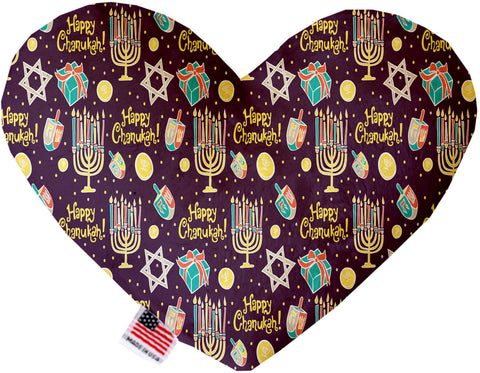 Happy Chanukah Inch Canvas Heart Dog Toy