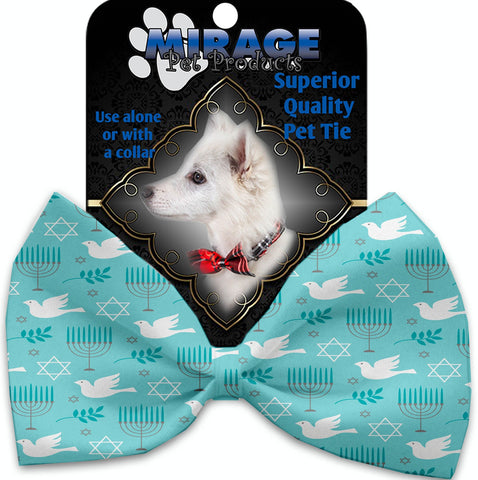 Peace And Hanukkah Pet Bow Tie Collar Accessory With Velcro