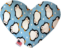 Penguins In Blue Inch Canvas Heart Dog Toy