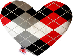 Red And Grey Argyle Inch Canvas Heart Dog Toy