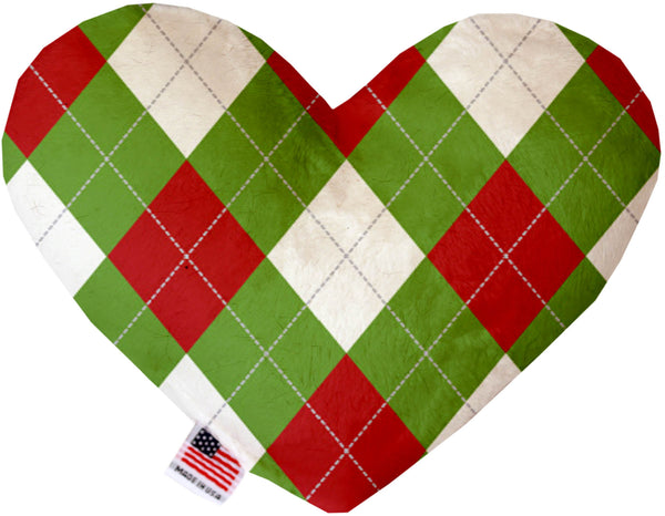 Christmas Argyle Canvas Heart Dog Toy