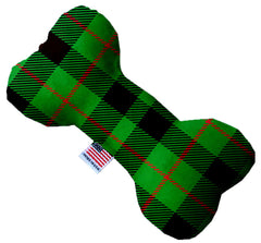 Green Plaid Inch Canvas Bone Dog Toy