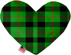 Green Plaid Inch Canvas Heart Dog Toy