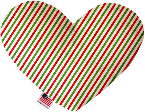 Christmas Pinstripes 6 Inch Stuffing Free Heart Dog Toy