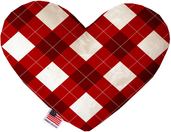 Candy Cane Argyle 6 Inch Stuffing Free Heart Dog Toy