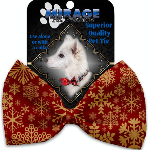 Red Snowflakes Pet Bow Tie Collar Accessory With Velcro