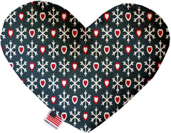 Snowflakes And Hearts 8 Inch Stuffing Free Heart Dog Toy