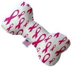 Pink Ribbons Inch Canvas Bone Dog Toy