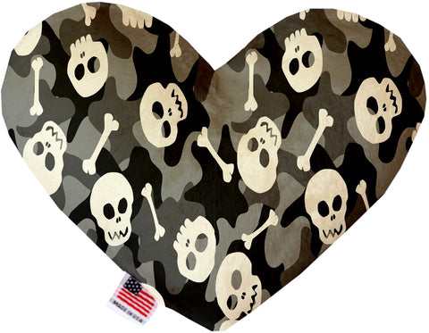 Gray Camo Skulls Inch Canvas Heart Dog Toy