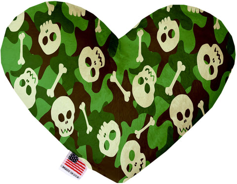 Green Camo Skulls Inch Canvas Heart Dog Toy