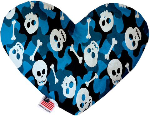 Blue Camo Skulls Inch Canvas Heart Dog Toy